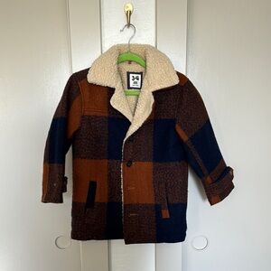 Cotton On Blue and Cream Pea Coat with Cozy Collar